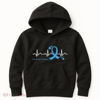 Heartbeat Light Blue Ribbon Prostate Cancer Awareness Kids Hoodie thumb 0