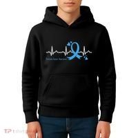 Heartbeat Light Blue Ribbon Prostate Cancer Awareness Kids Hoodie thumb 4
