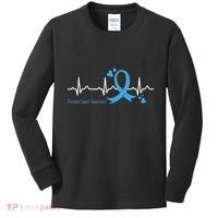 Heartbeat Light Blue Ribbon Prostate Cancer Awareness Kids Long Sleeve Shirt thumb 0