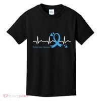 Heartbeat Light Blue Ribbon Prostate Cancer Awareness Kids T-Shirt thumb 0