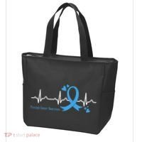 Heartbeat Light Blue Ribbon Prostate Cancer Awareness Tote Bag thumb 3