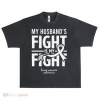 Husband Lung Cancer Awareness Survivor Support Son Daughter Urban Oversized Heavyweight T-Shirt thumb 0