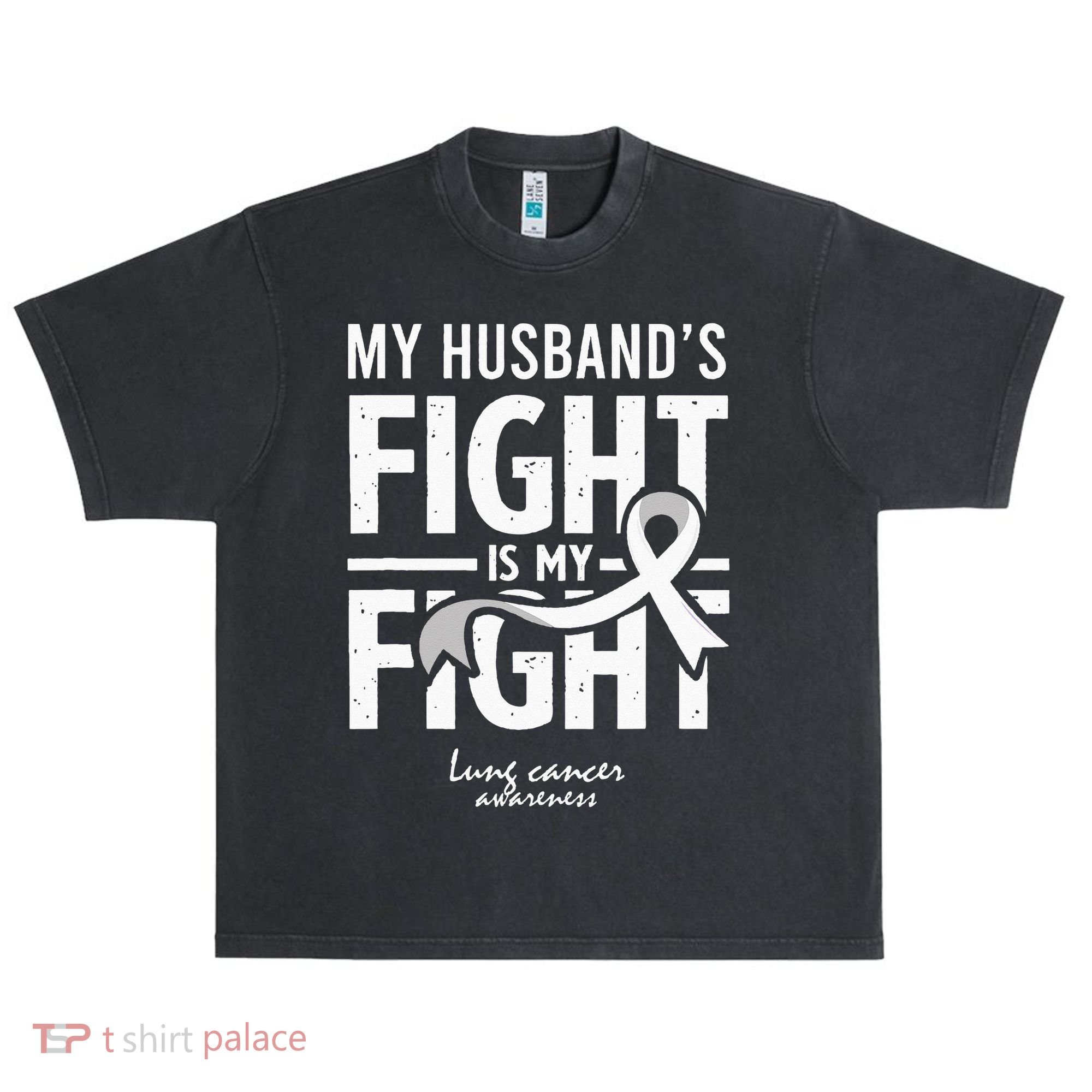Husband Lung Cancer Awareness Survivor Support Son Daughter Urban Oversized Heavyweight T-Shirt