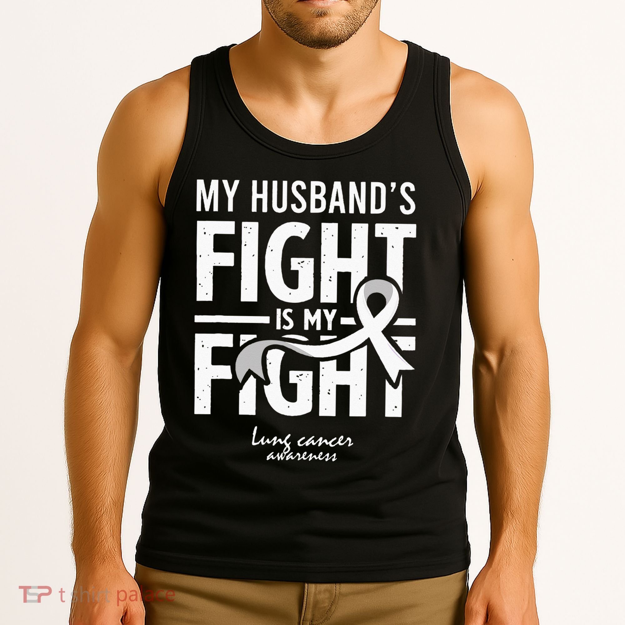 Husband Lung Cancer Awareness Survivor Support Son Daughter Tank Top