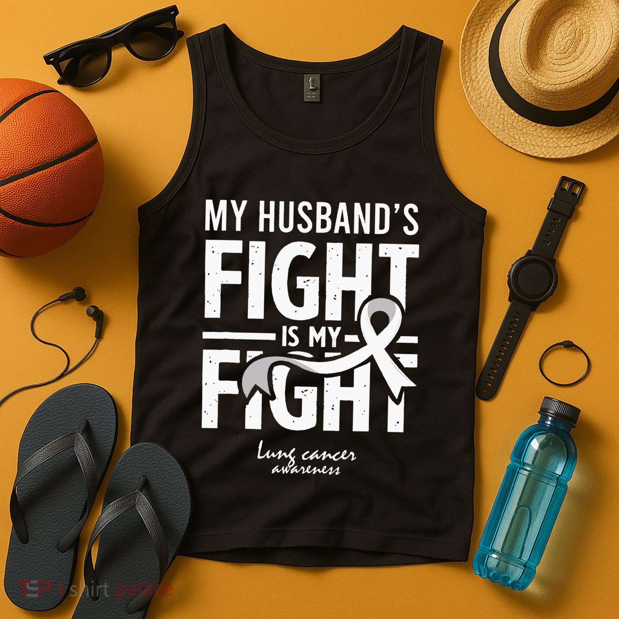 Husband Lung Cancer Awareness Survivor Support Son Daughter Tank Top
