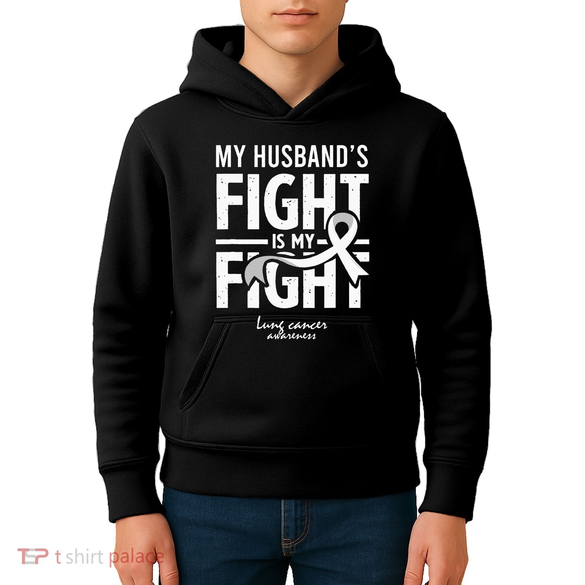 Husband Lung Cancer Awareness Survivor Support Son Daughter Kids Hoodie