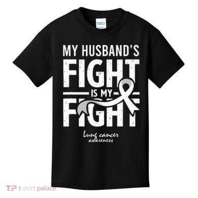 Husband Lung Cancer Awareness Survivor Support Son Daughter Kids T-Shirt
