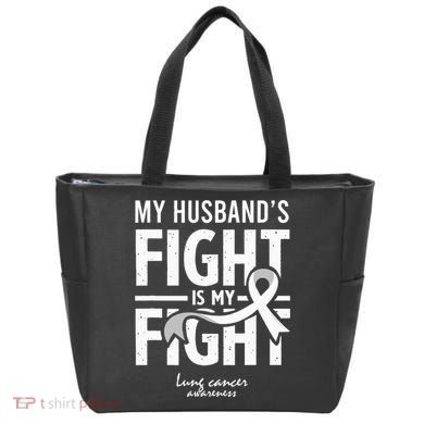 Husband Lung Cancer Awareness Survivor Support Son Daughter Tote Bag