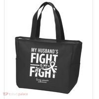 Husband Lung Cancer Awareness Survivor Support Son Daughter Tote Bag thumb 3