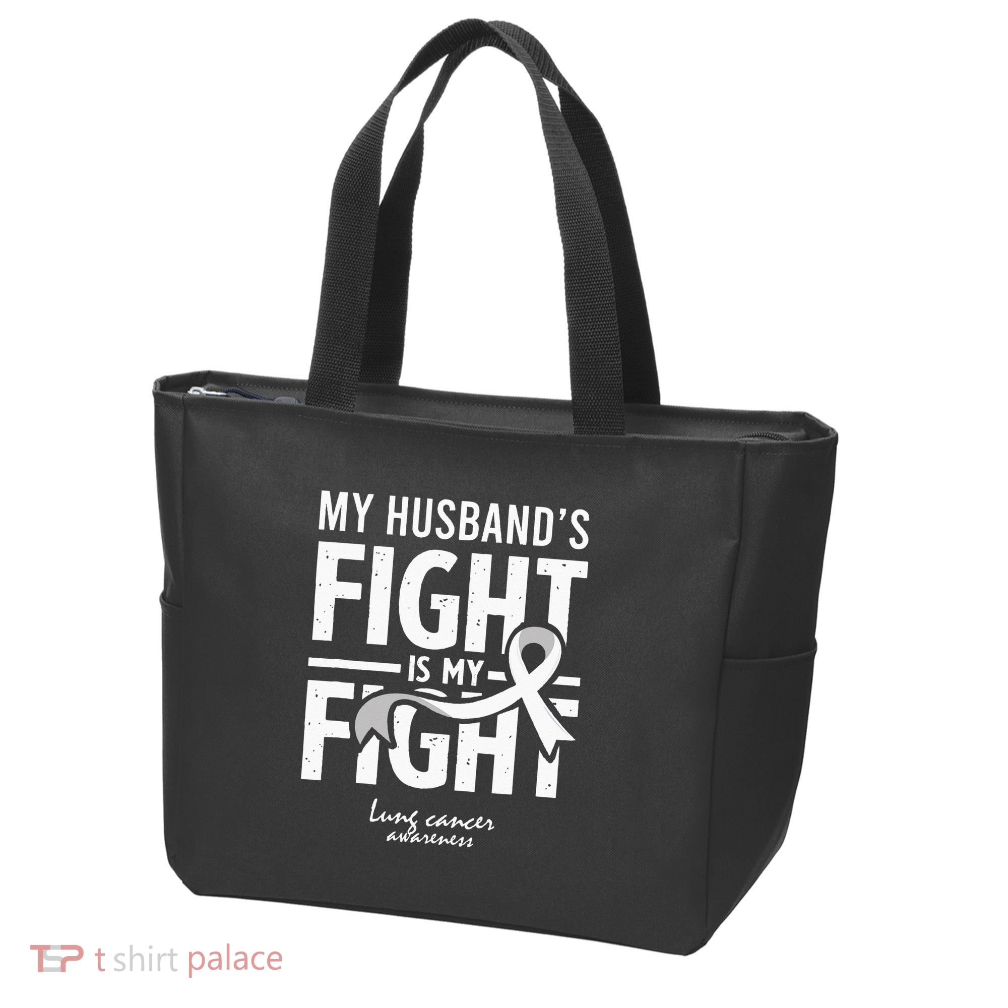Husband Lung Cancer Awareness Survivor Support Son Daughter Tote Bag