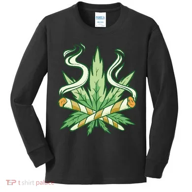Hemp Leaf Cross Joint Kids Long Sleeve Shirt