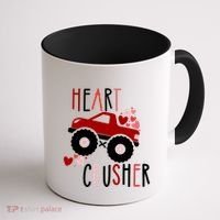 Heart Lover Crusher Truck Car Valentines Day Gift Coffee Mug thumb 1