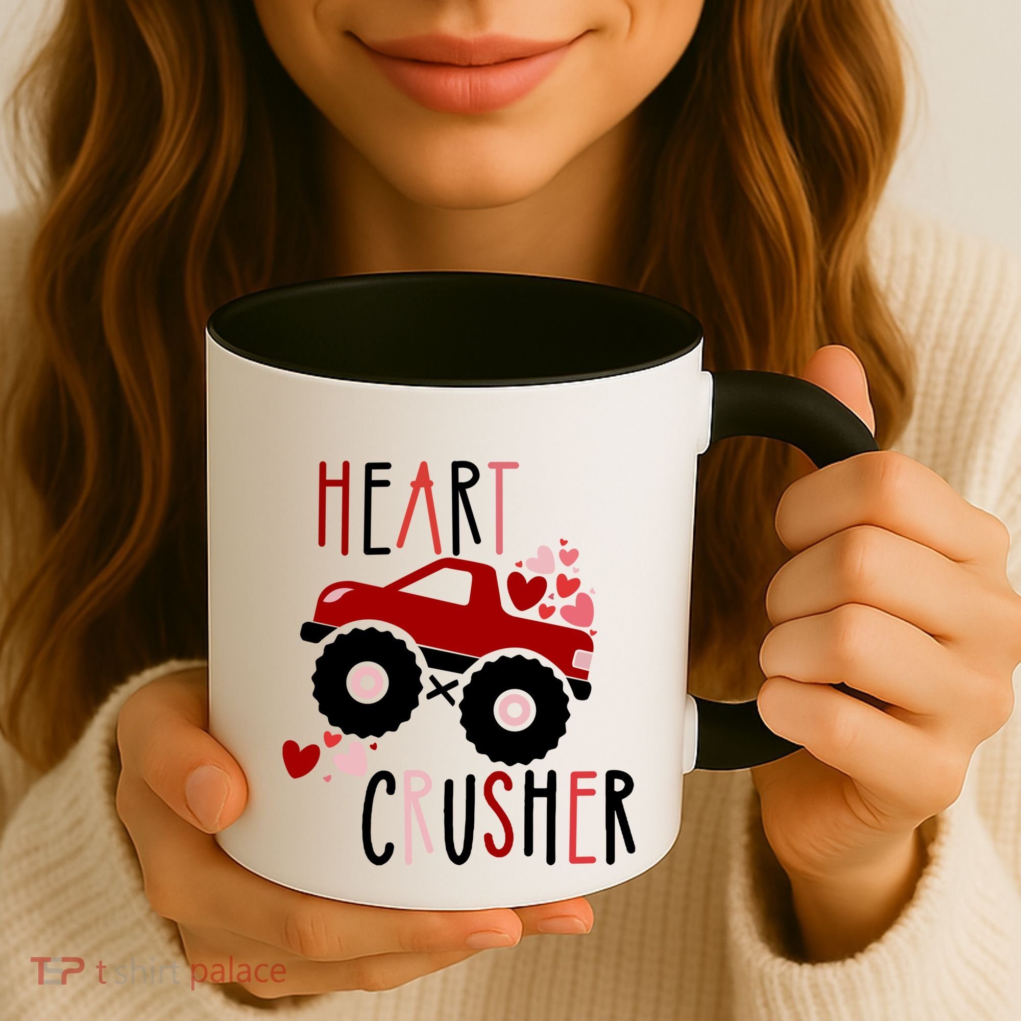 Heart Lover Crusher Truck Car Valentines Day Gift Coffee Mug