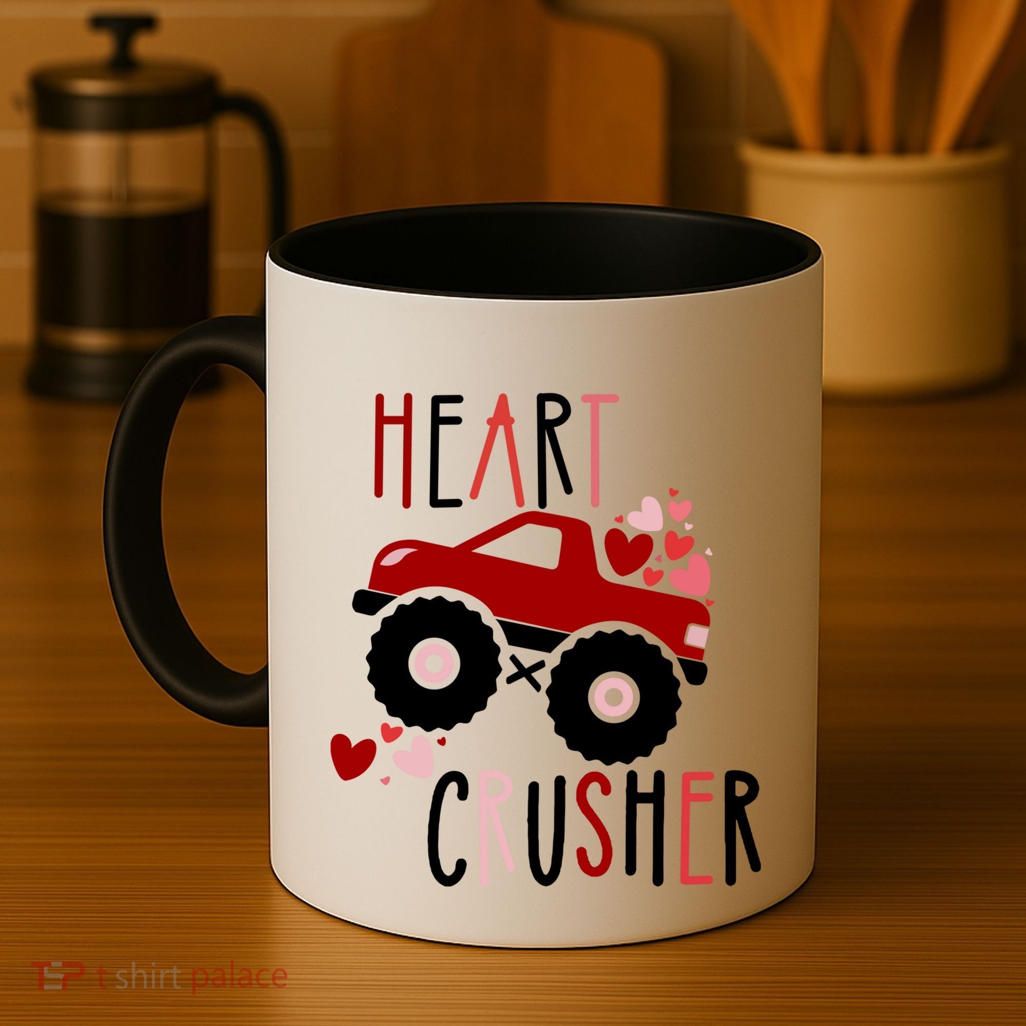 Heart Lover Crusher Truck Car Valentines Day Gift Coffee Mug