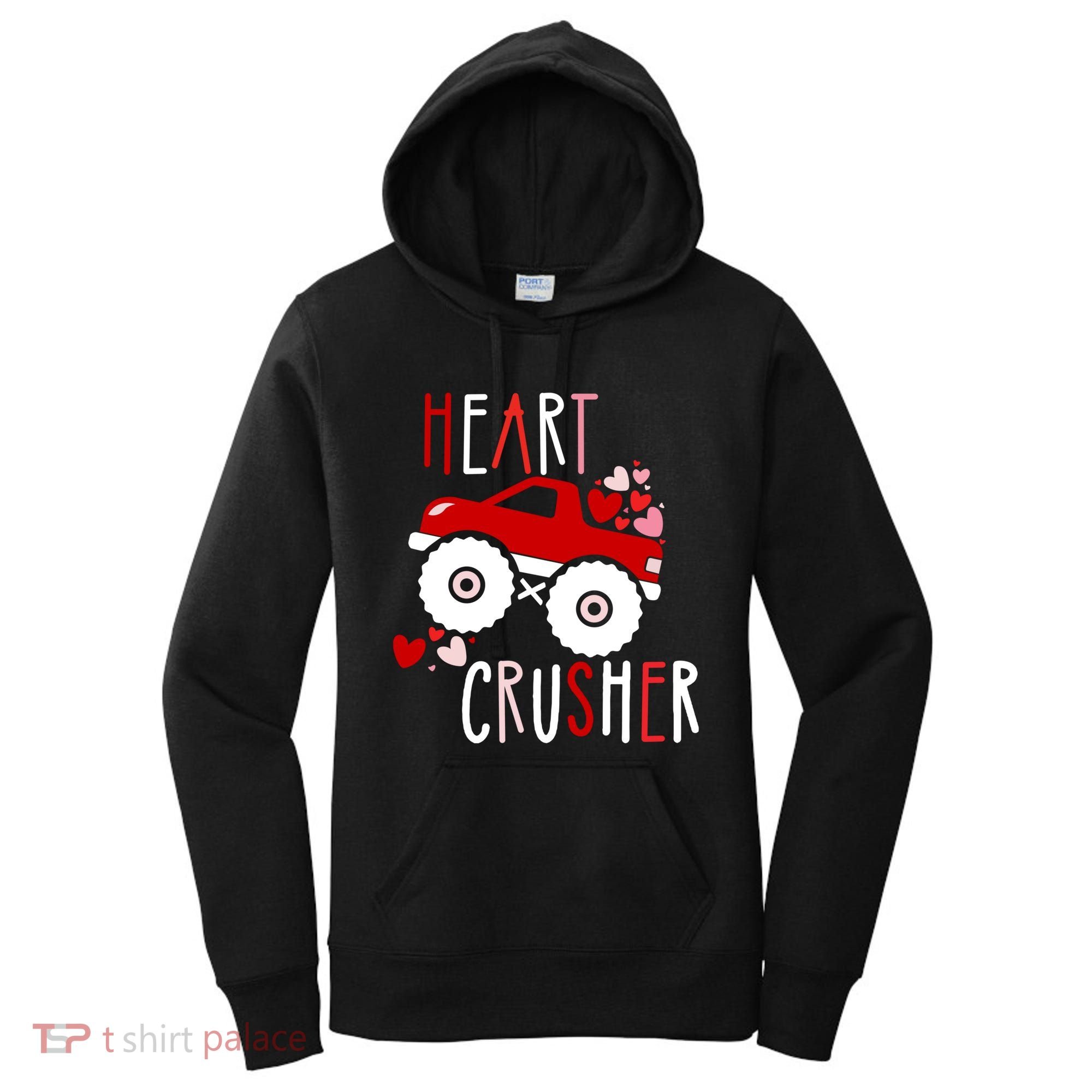 Heart Lover Crusher Truck Car Valentines Day Gift Women's Hoodie