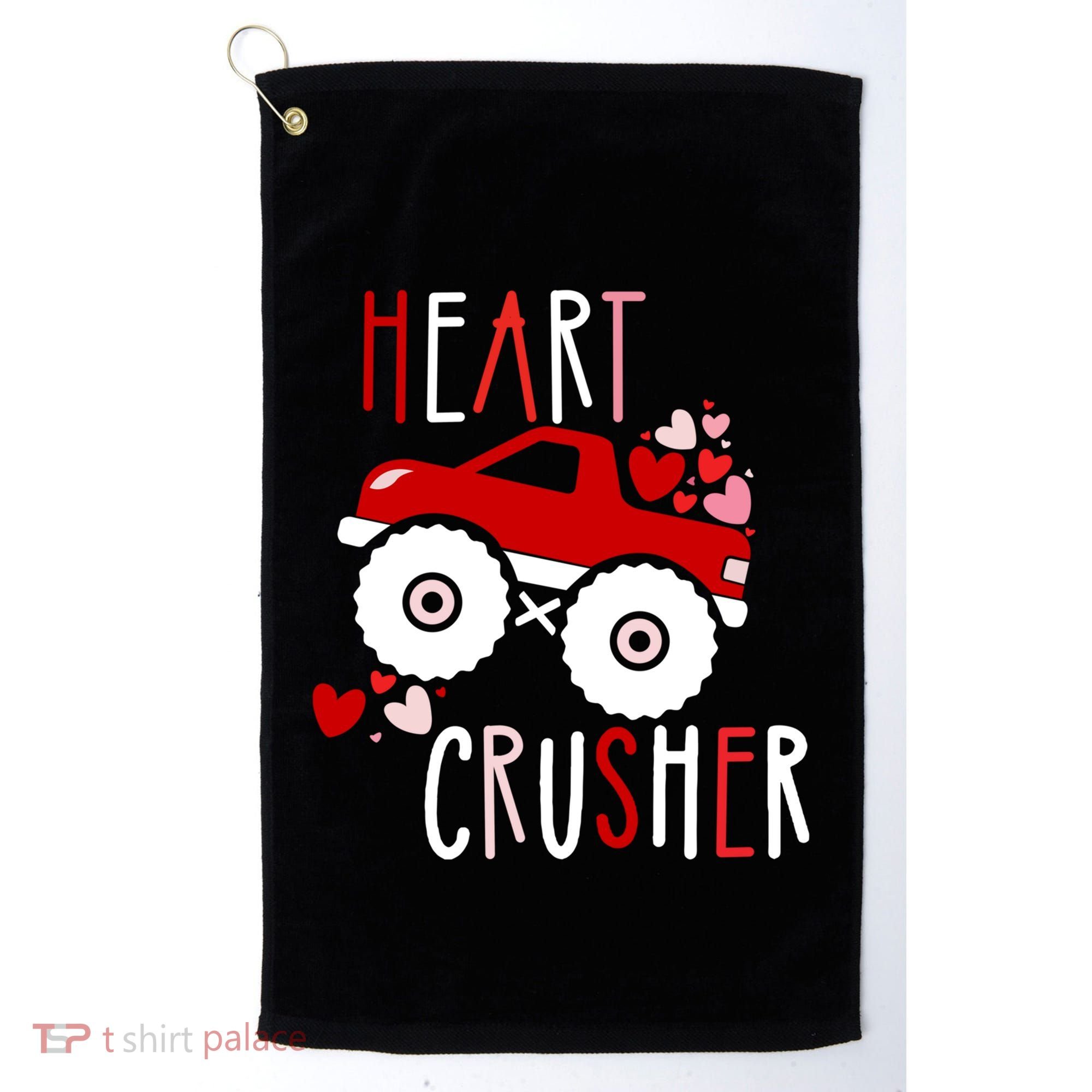 Heart Lover Crusher Truck Car Valentines Day Gift Golf Towel