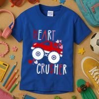 Heart Lover Crusher Truck Car Valentines Day Gift Kids T-Shirt thumb 3