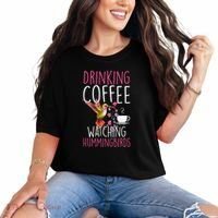 Hummingbird Love Drinking Coffee Watching Hummingbirds Comfort Colors T-Shirt thumb 0