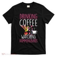 Hummingbird Love Drinking Coffee Watching Hummingbirds T-Shirt thumb 0