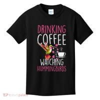Hummingbird Love Drinking Coffee Watching Hummingbirds Kids T-Shirt thumb 0