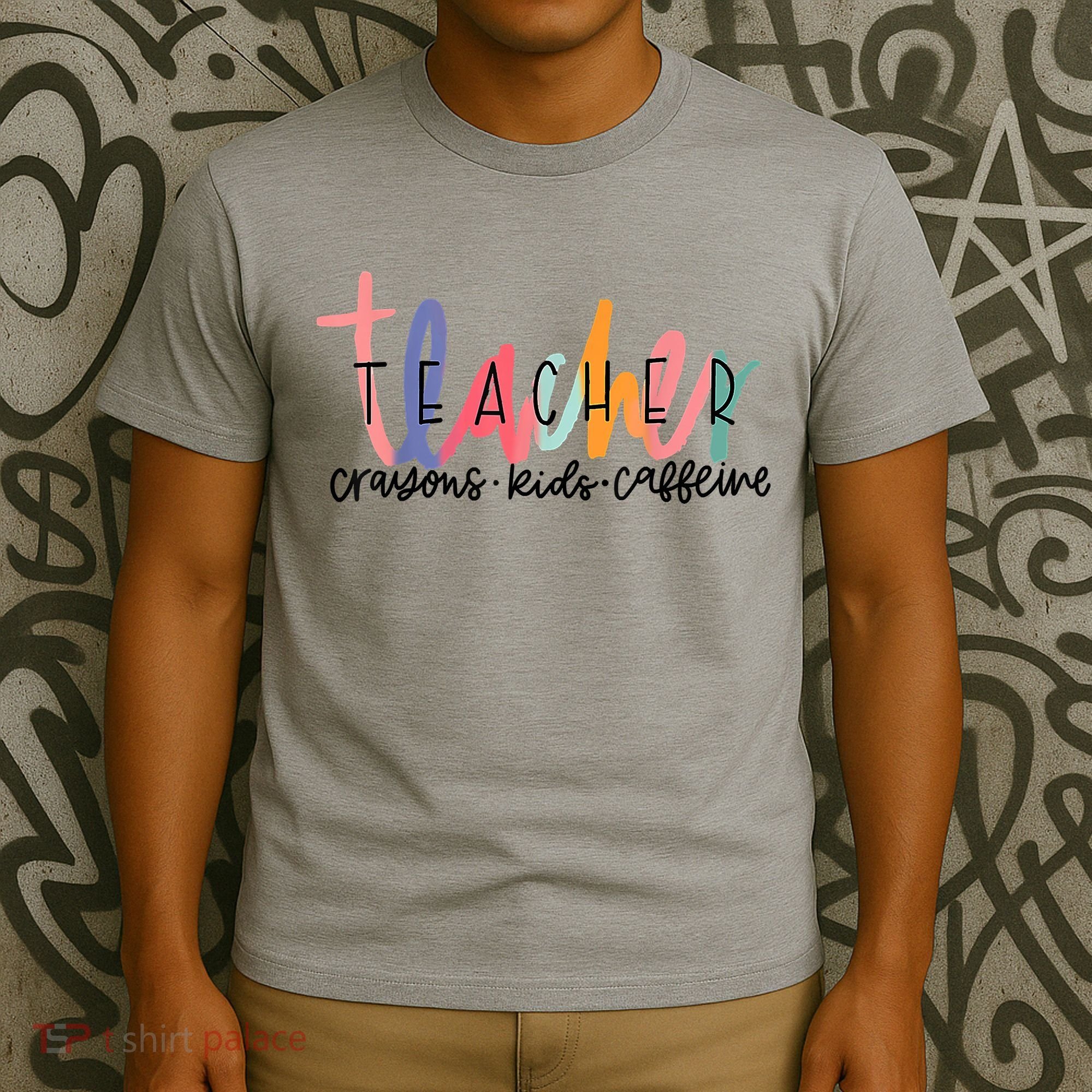 Happy Last Day Of School Teachers Crayons Kids Caffeine T-Shirt