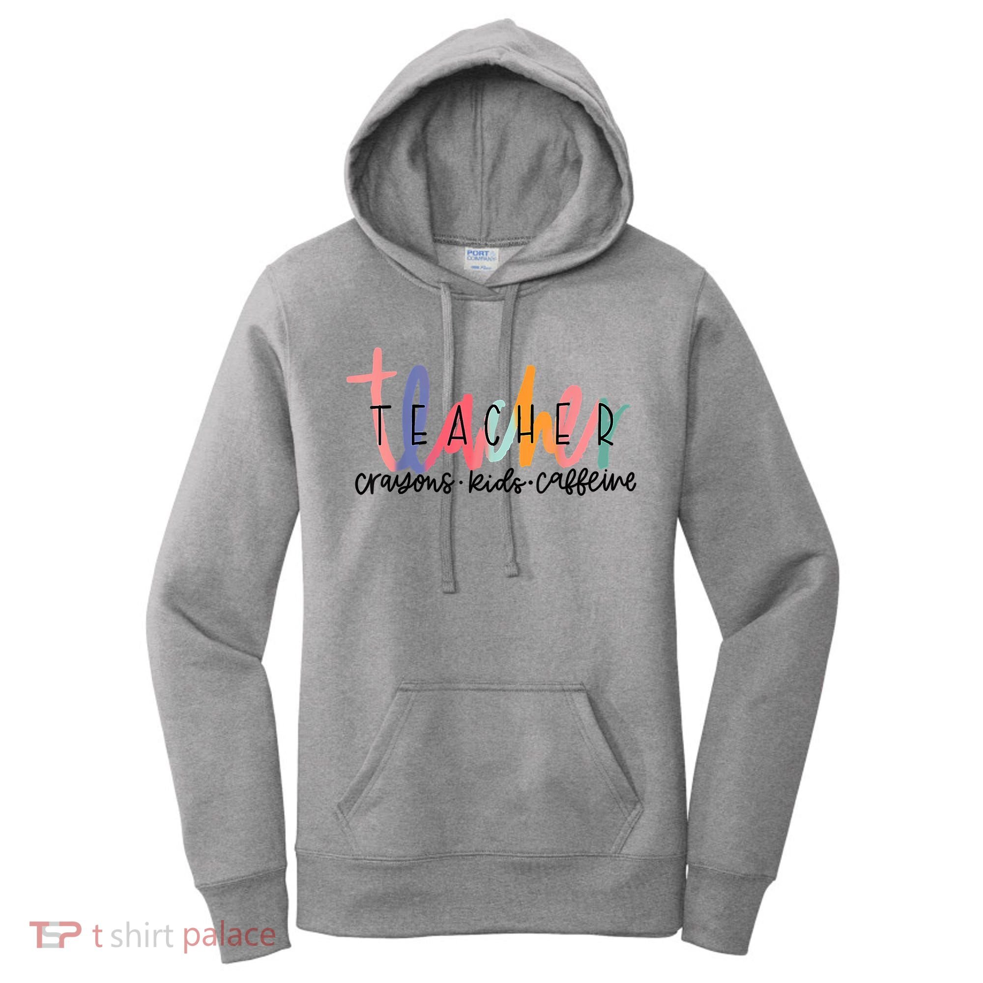 Happy Last Day Of School Teachers Crayons Kids Caffeine Women's Hoodie