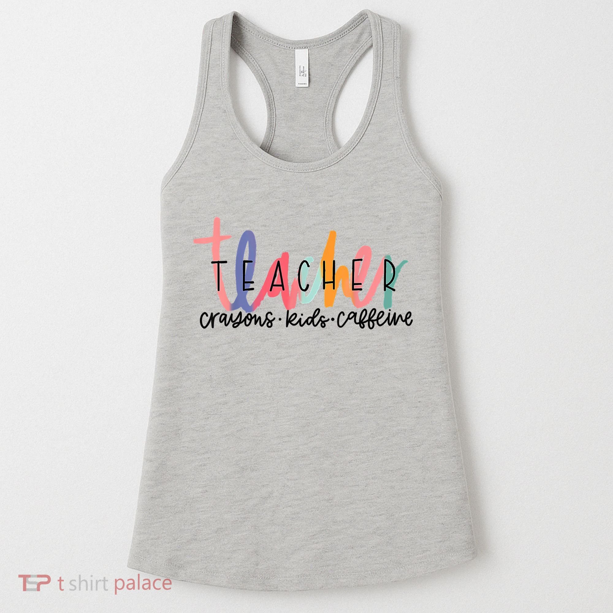 Happy Last Day Of School Teachers Crayons Kids Caffeine Women's Tank Top