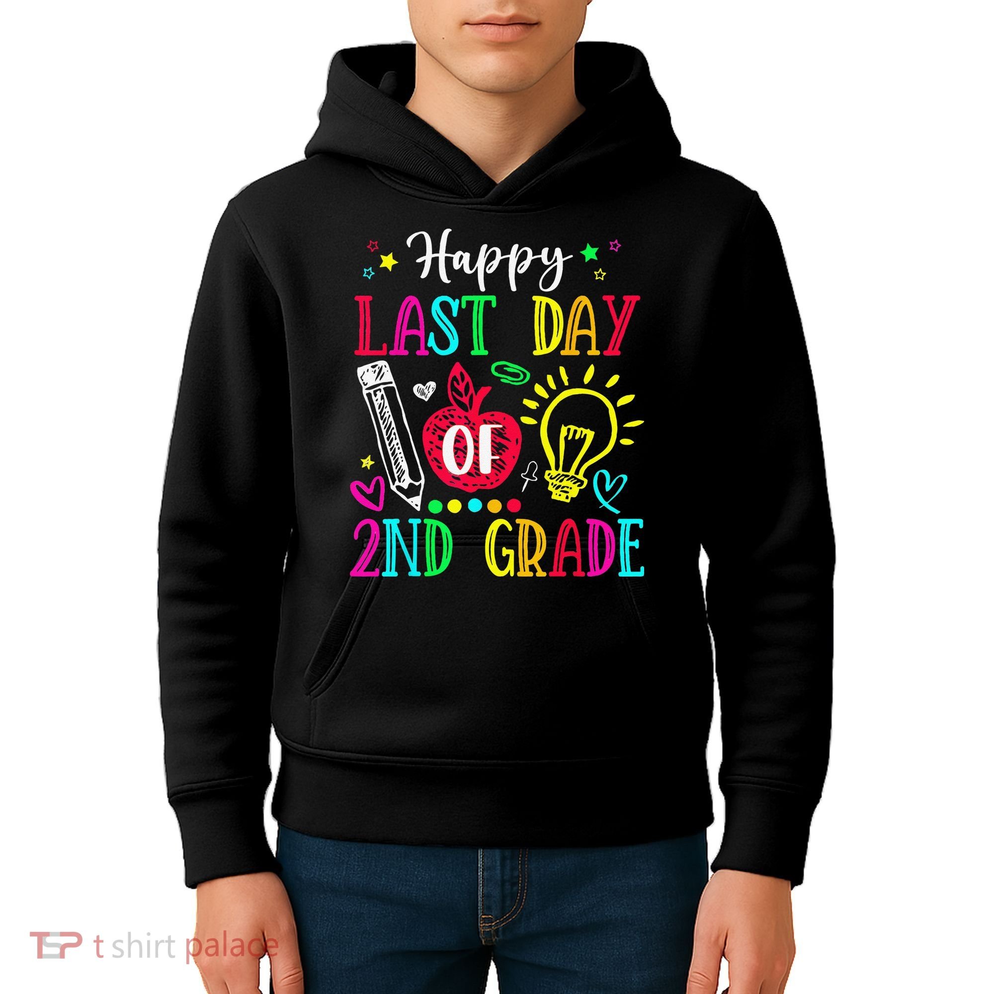 Happy Last Day Of 2nd Grade Graduation Teacher Student Kids Hoodie