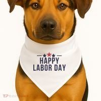 Happy Labor Day USA-Made Doggie Bandana thumb 1