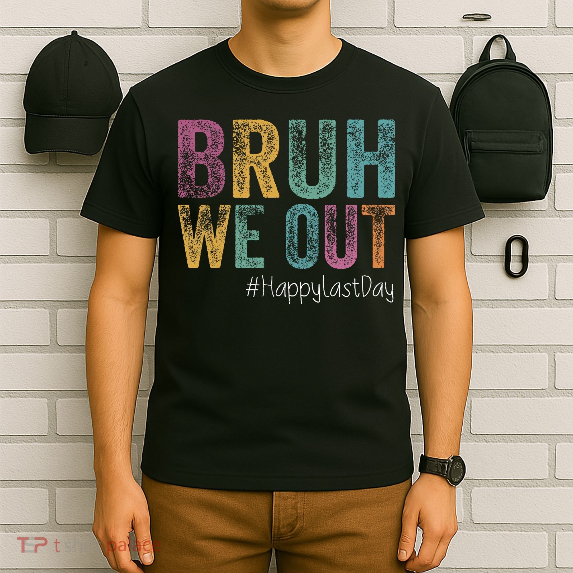 Happy Last Day Of School Bruh We Out Teachers Retro Vintage  T-Shirt