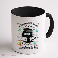 Happy Last Day Of School Funny Black Cat 8th Grade Graduate Coffee Mug thumb 1