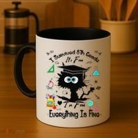 Happy Last Day Of School Funny Black Cat 8th Grade Graduate Coffee Mug thumb 4