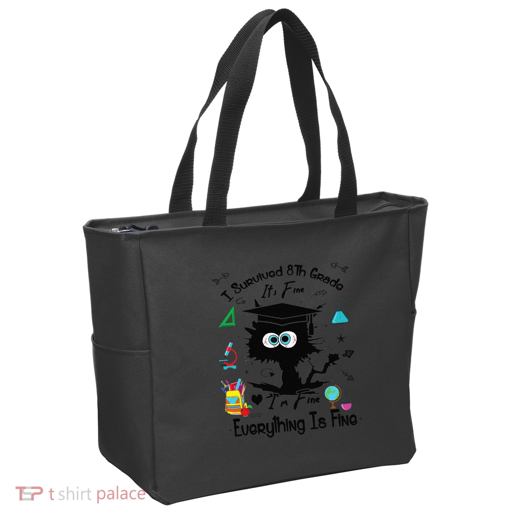 Happy Last Day Of School Funny Black Cat 8th Grade Graduate Tote Bag