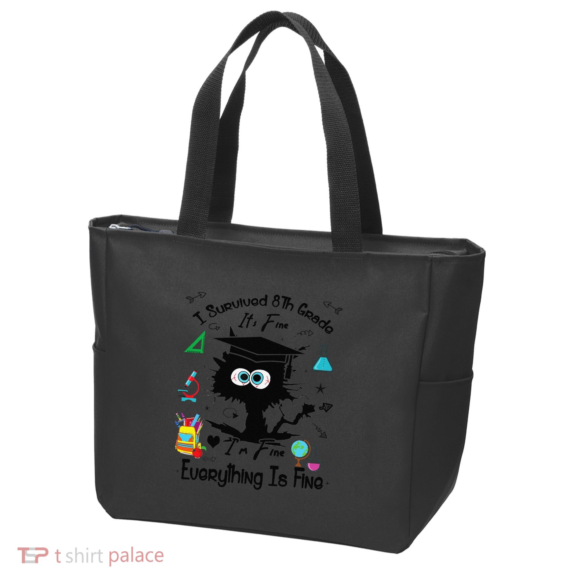 Happy Last Day Of School Funny Black Cat 8th Grade Graduate Tote Bag