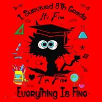 Happy Last Day Of School Funny Black Cat 8th Grade Graduate Santa Hat thumb 1