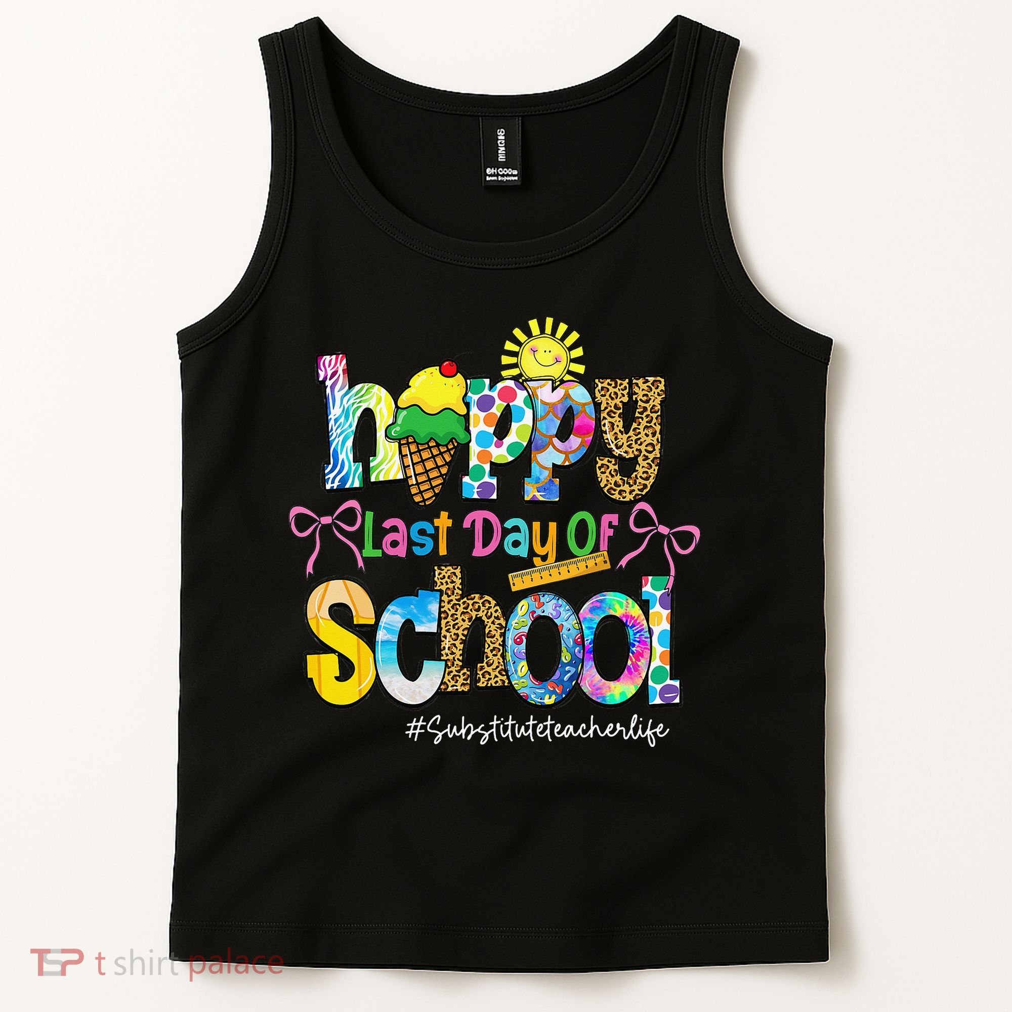 Happy Last Day Of School Substitute Teacher Life Leopard Tank Top