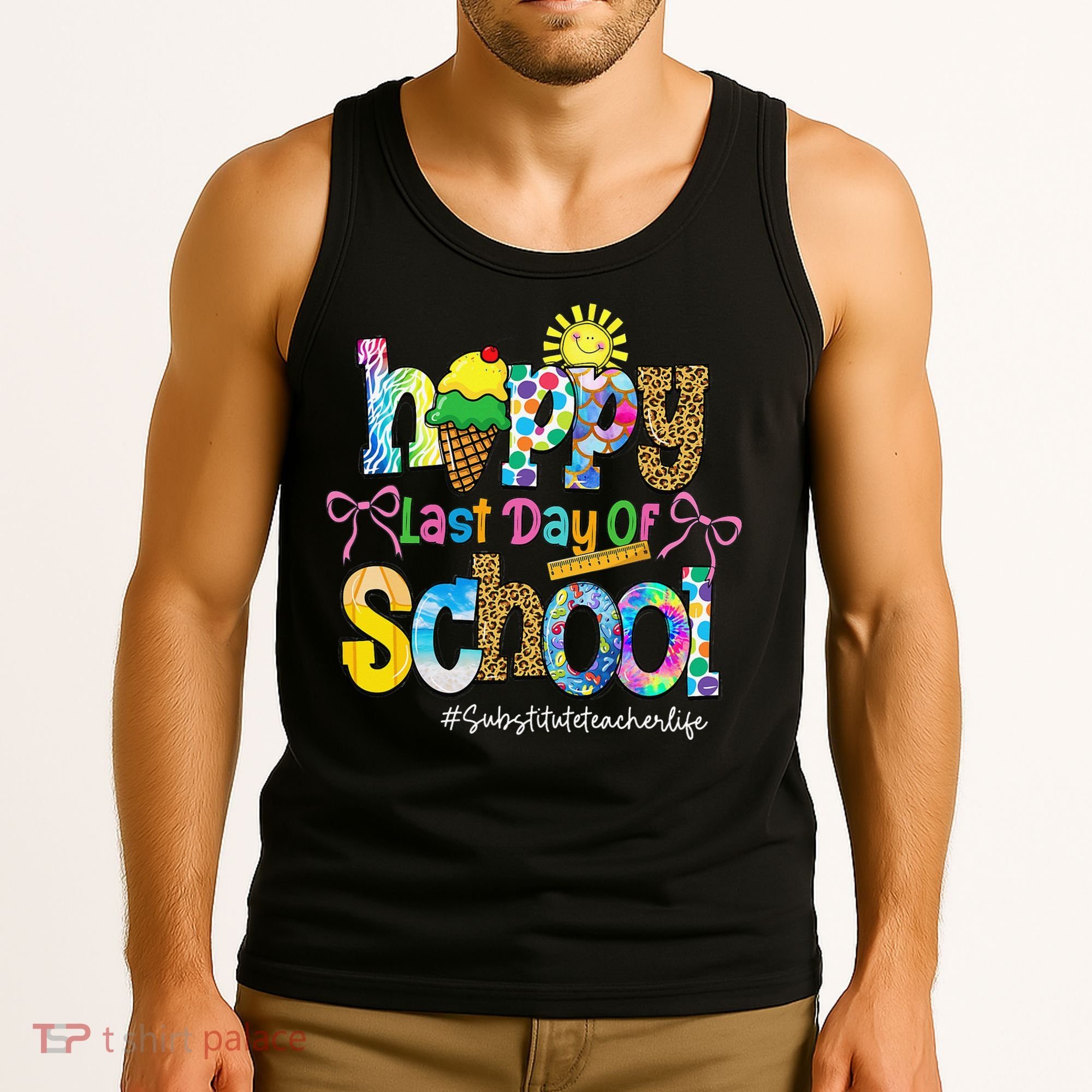 Happy Last Day Of School Substitute Teacher Life Leopard Tank Top