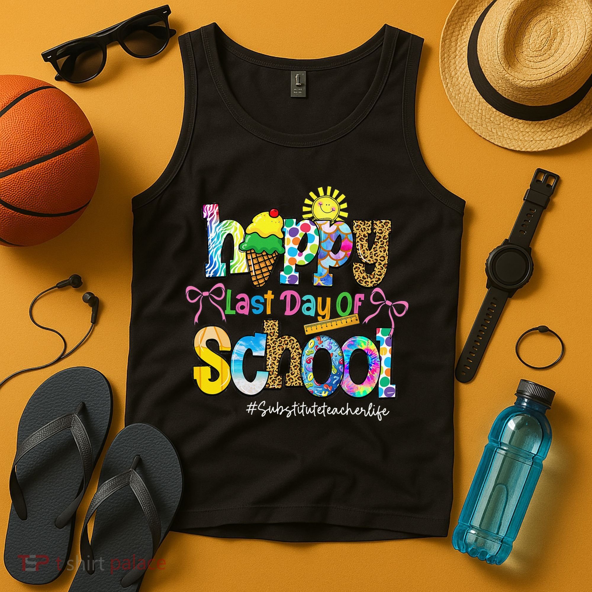 Happy Last Day Of School Substitute Teacher Life Leopard Tank Top