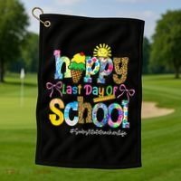 Happy Last Day Of School Substitute Teacher Life Leopard Golf Towel thumb 1