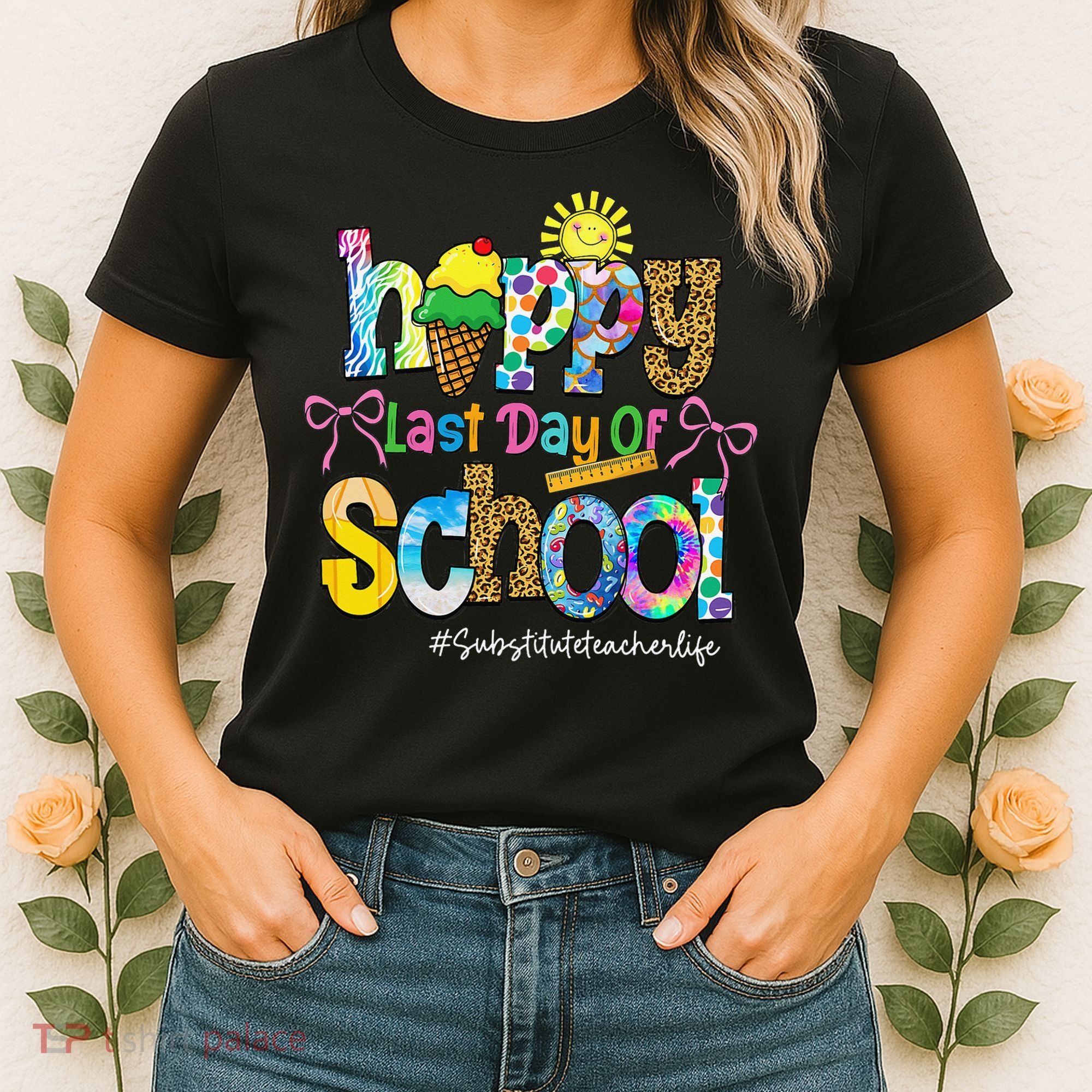 Happy Last Day Of School Substitute Teacher Life Leopard Women's T-Shirt