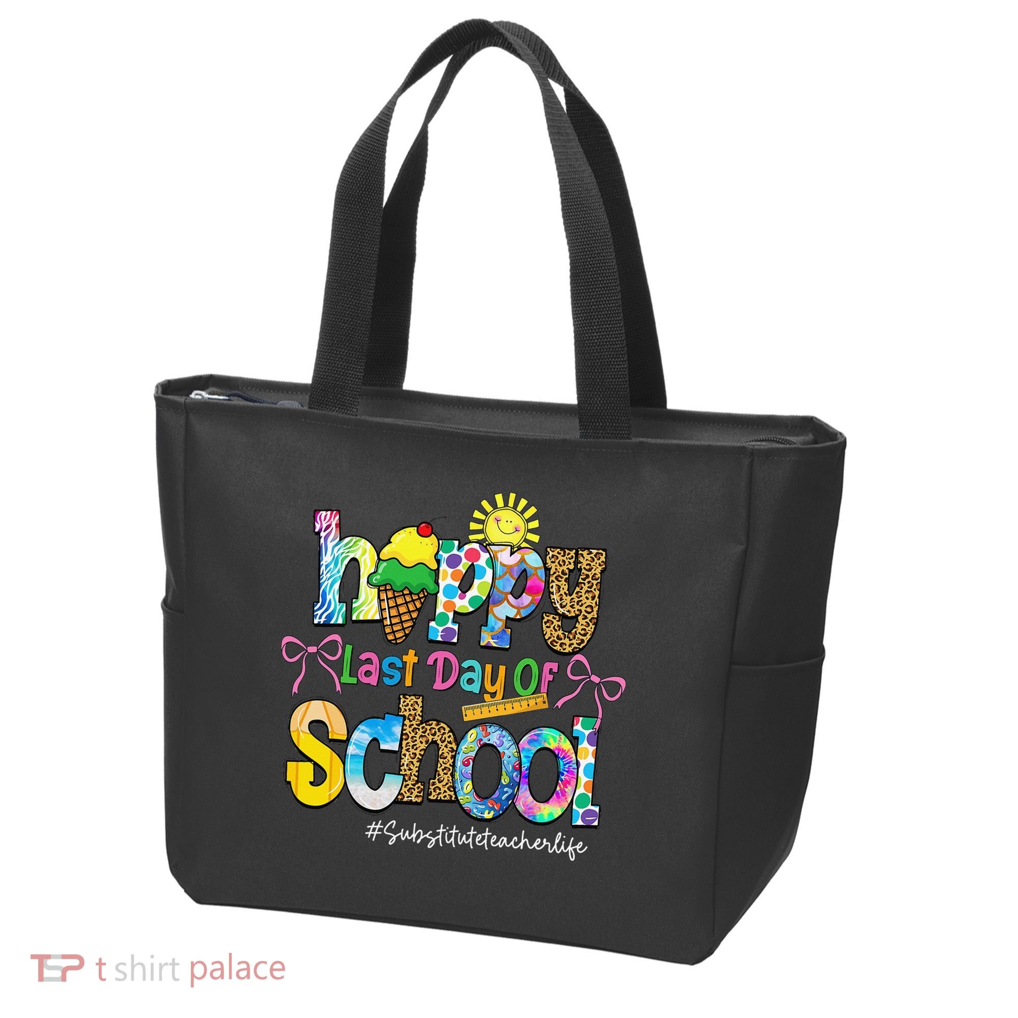Happy Last Day Of School Substitute Teacher Life Leopard Tote Bag