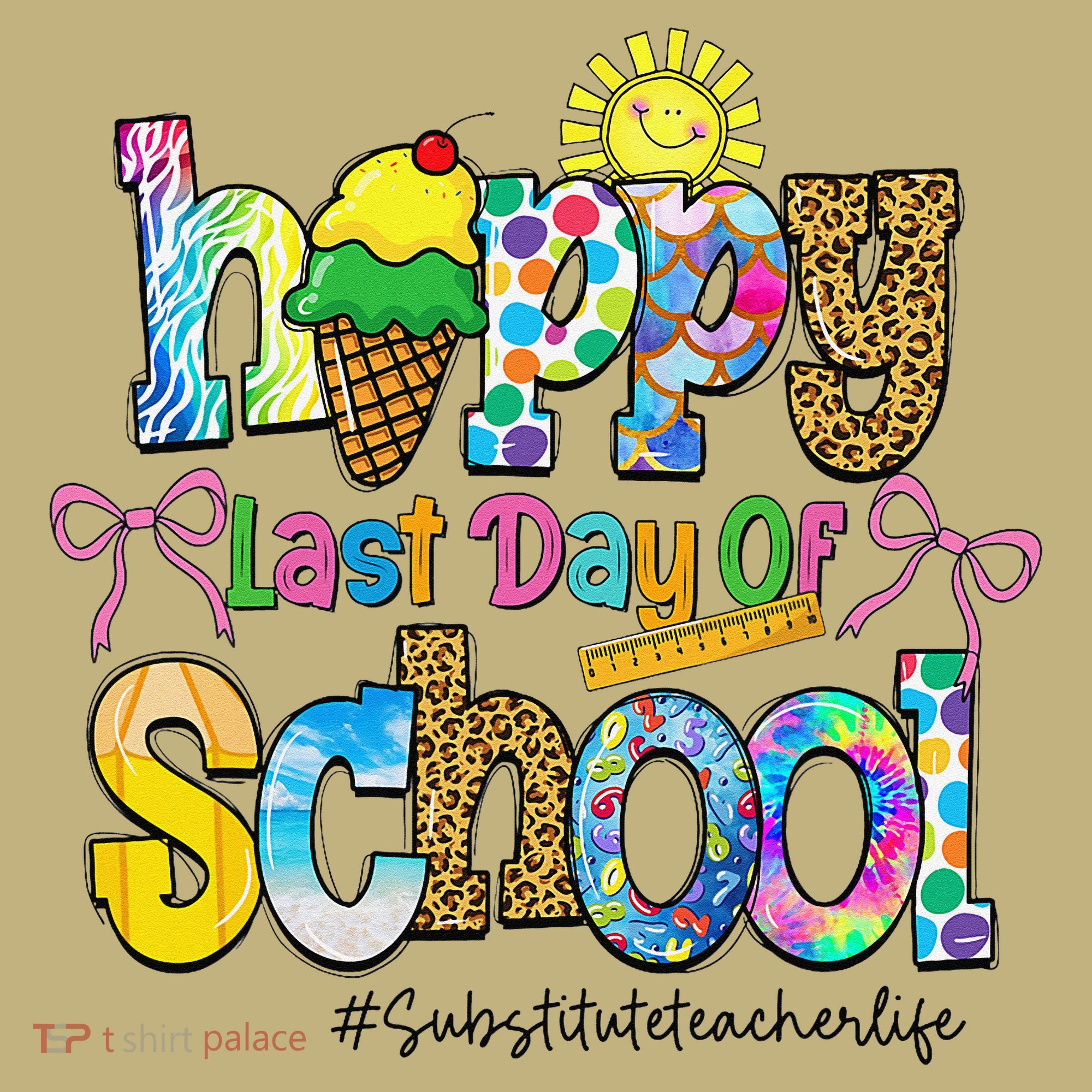 Happy Last Day Of School Substitute Teacher Life Leopard T-Shirt
