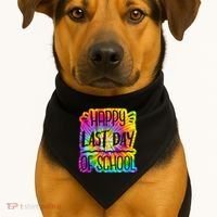 Happy Last Day Of School Rainbow Dye USA-Made Doggie Bandana thumb 1