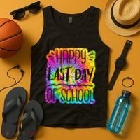 Happy Last Day Of School Rainbow Dye Tank Top thumb 4