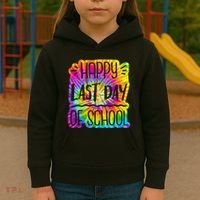 Happy Last Day Of School Rainbow Dye Kids Hoodie thumb 3