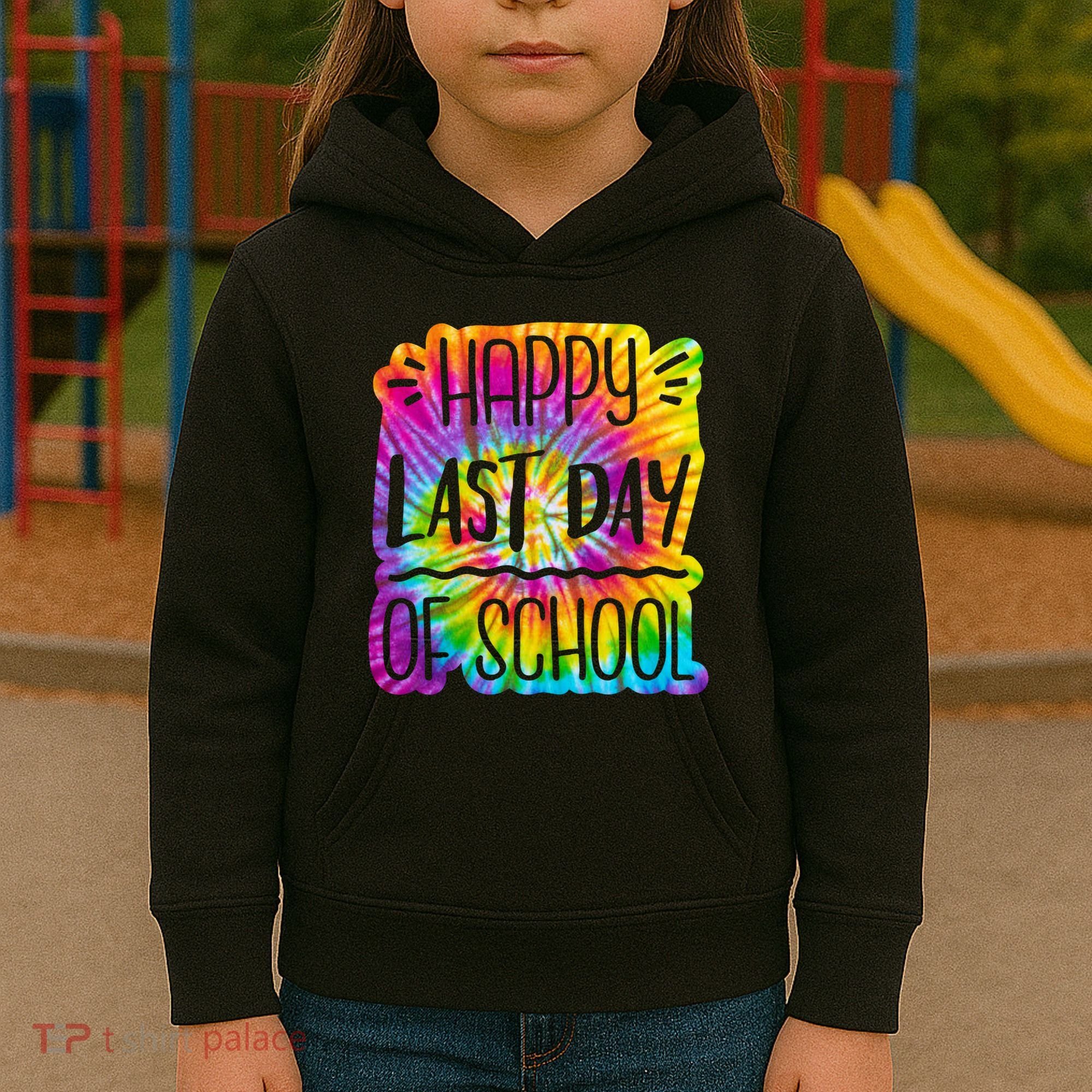 Happy Last Day Of School Rainbow Dye Kids Hoodie
