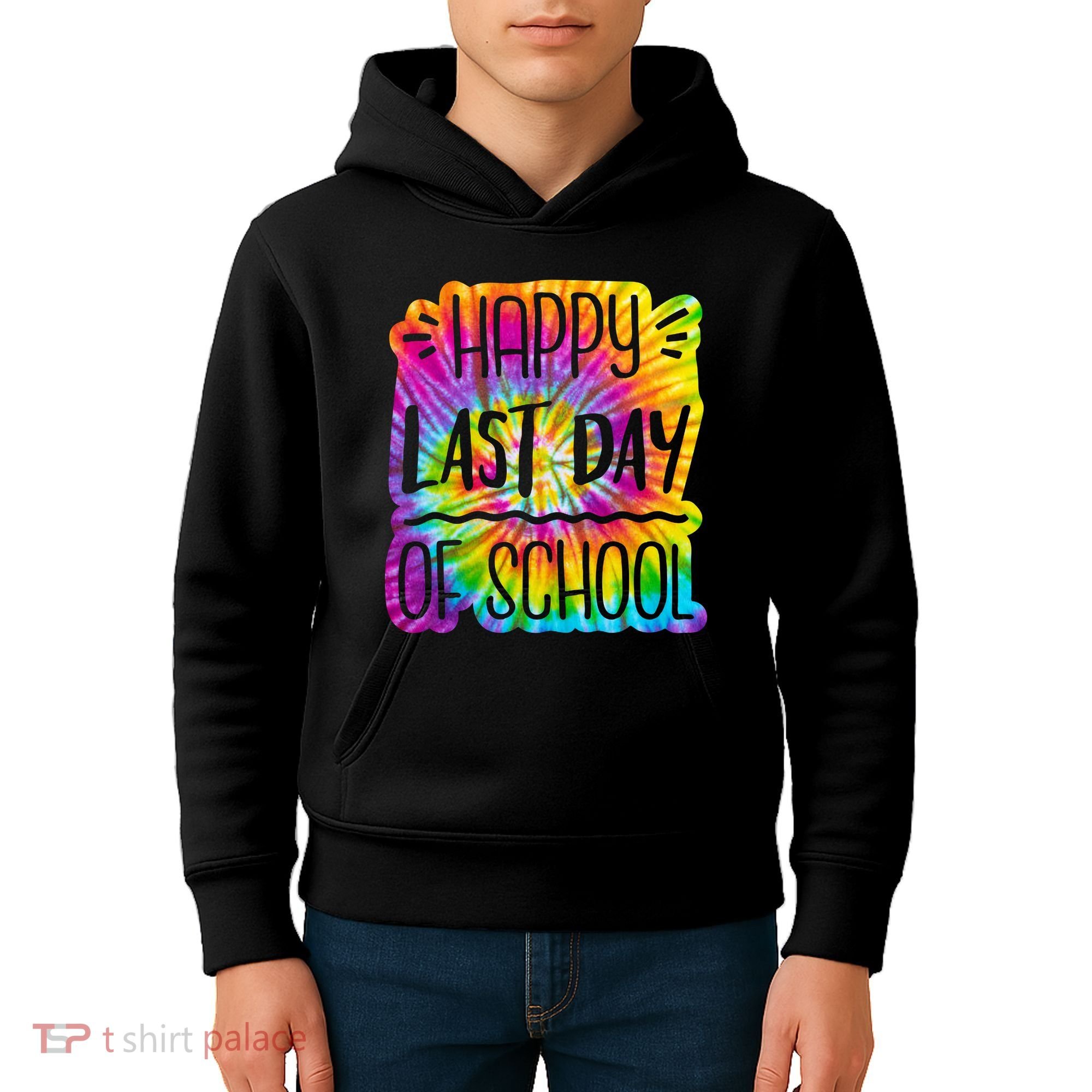 Happy Last Day Of School Rainbow Dye Kids Hoodie