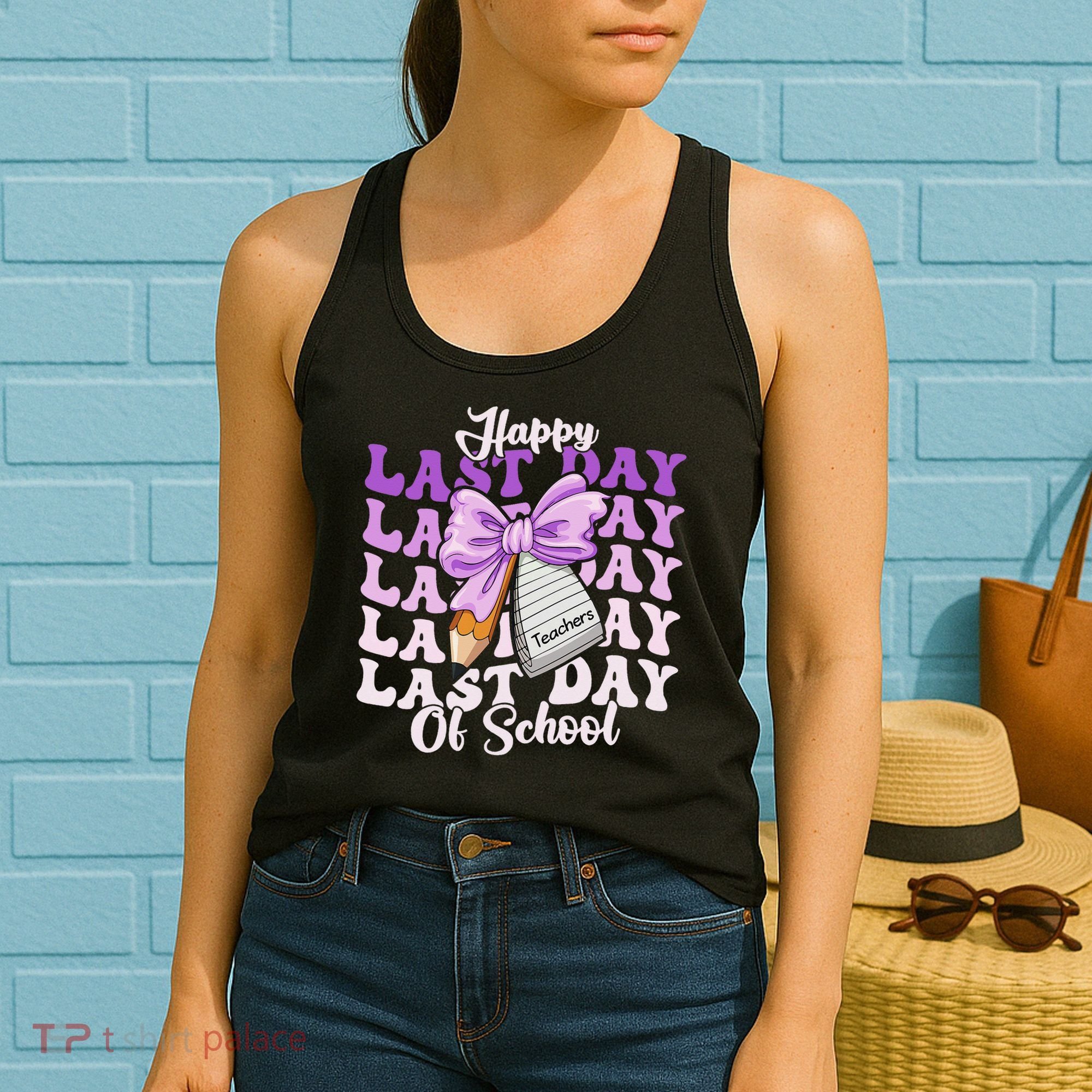 Happy Last Day Of School Coquette Bow Teachers Hello Summer Women's Tank Top
