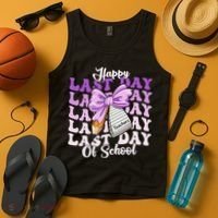 Happy Last Day Of School Coquette Bow Teachers Hello Summer Tank Top thumb 4