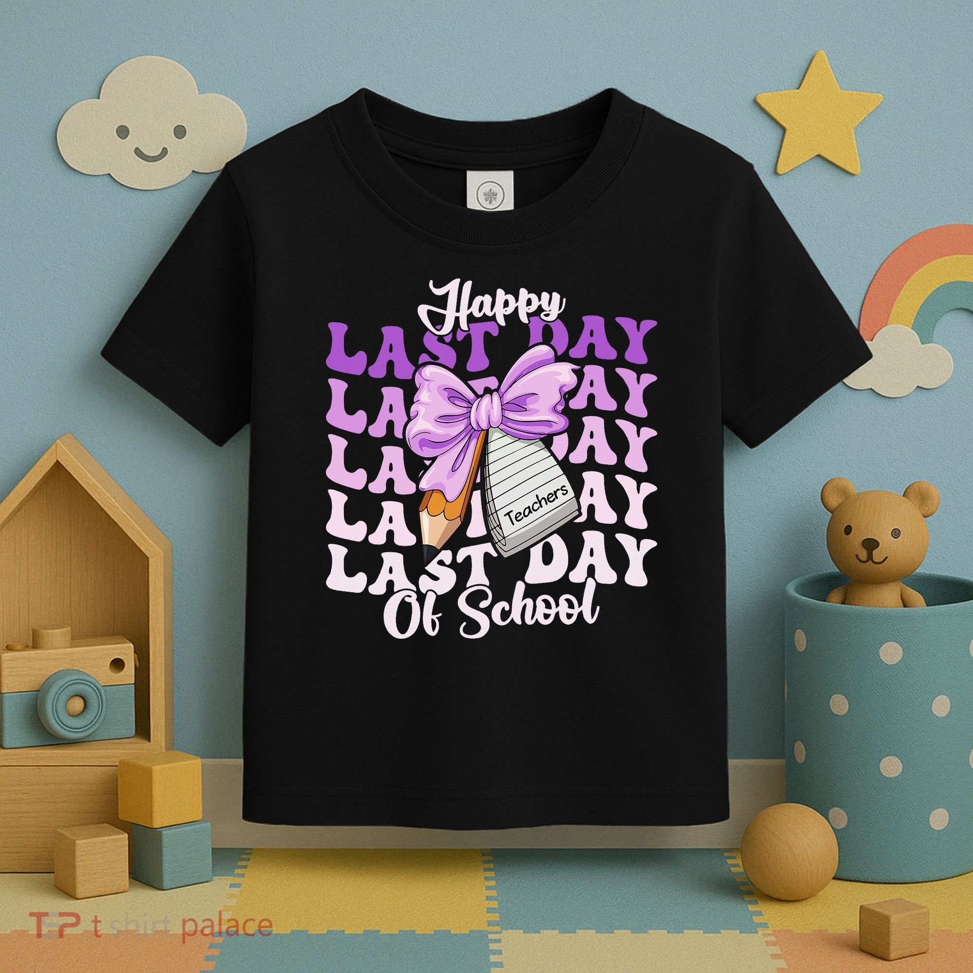Happy Last Day Of School Coquette Bow Teachers Hello Summer Toddler T-Shirt